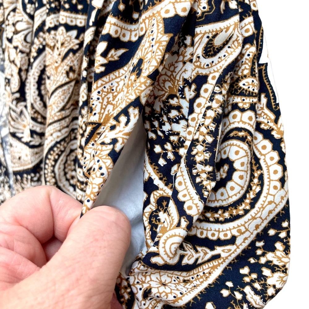 J Crew Women’s navy gold cream paisley print Cecelia dress - Sz 2 - Picture 7 of 11